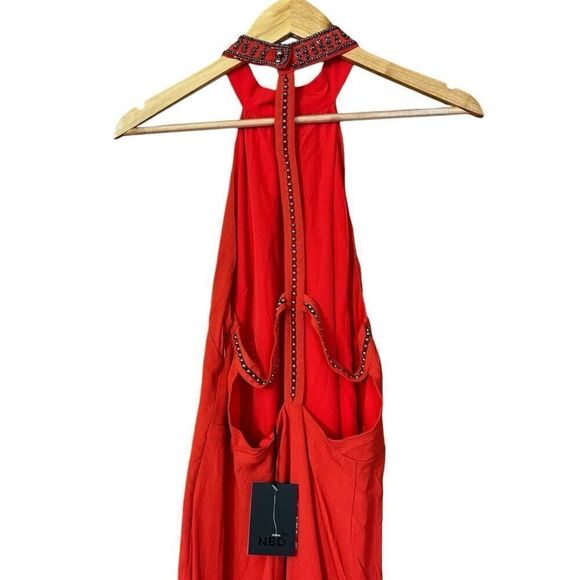 NBD Lourdes Red Beaded Strappy Open-Back Dress Medium NEW - Picture 12 of 12